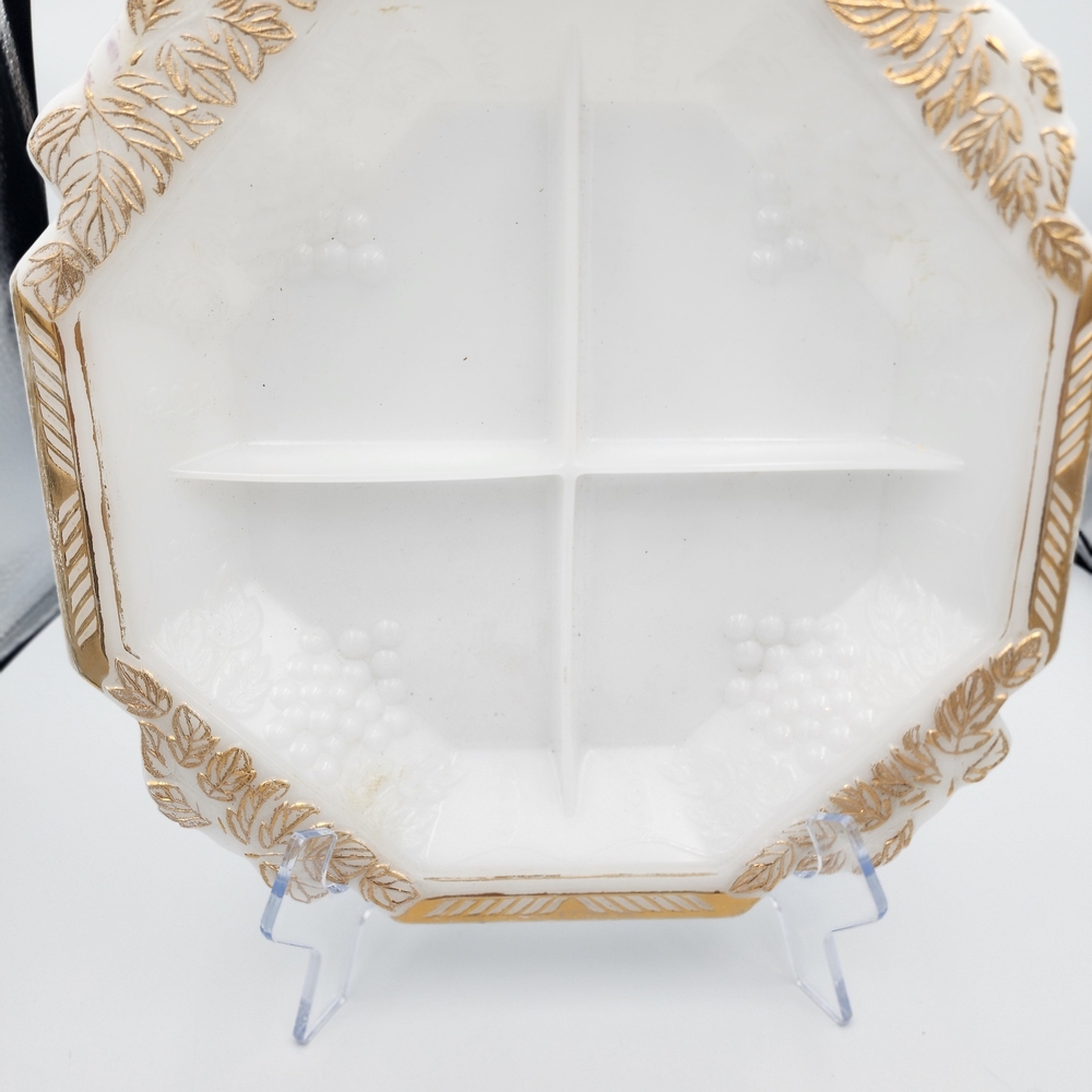 Fire King White and Gold Divided Plate